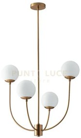 Lampadario a sospensione themys oro 4 luci attacco e14 63,5x174,5cm...