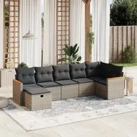 Set Divani da Giardino 7 pz con Cuscini Grigio in Polyrattancod mxl 92748