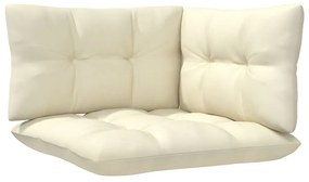 Set divani da giardino 9 pz con cuscini crema massello di pino