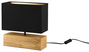 Lampada da tavolo nera/di colore naturale con paralume in tessuto (altezza totale 30 cm) Woody – Reality