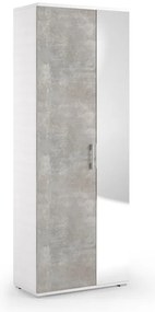 Scarpiera MOBILE SCARPIERA CON SPECCHIO 2 ante L 73 x H 195 x P 35 cm 26 paia, bianco e grigio