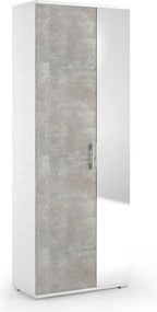 Scarpiera TERRANEO con specchio 2 ante apertura battente, 6 ripiani, L 73 x H 195 x P 35 cm 26 paia, bianco e grigio