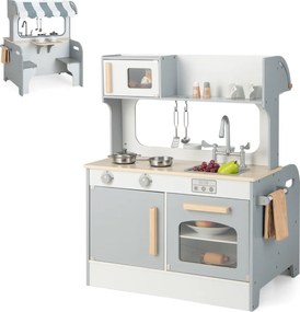 Costway Cucina giocattolo per bambini con sala da tè, Cucina finta giocattolo con suoni accessori per cucina 2 Colori