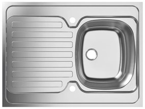 Lavello integrato 1 vasca con gocciolatoio laterale destro o sinistro DELINIA Kama inox L 60 x L 80 cm argento