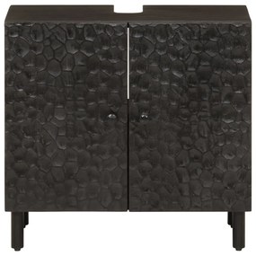 Mobile lavabo da bagno nero 62x33x58 cm legno massello di mango