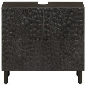 Mobile lavabo da bagno nero 62x33x58 cm legno massello di mango