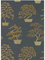 Sanderson Carta da parati Penjing - Ink Black/ Gold