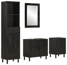 Set Mobili Da Bagno 4 Pz İn Legno Massello Di Mango /