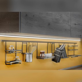 Profilo per Accessori da Cucina Sospesi Titane L 1,1 m Grigio Antracite Alluminio e Zama Emuca...