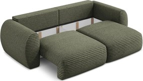 Divano verde allungabile/con contenitore con rivestimento in velluto a coste 266 cm Kini – Makamii