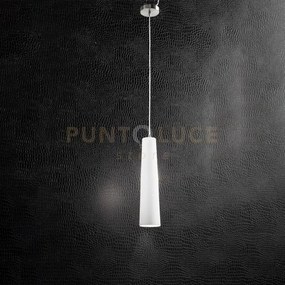 Sospensione vetro bianco lucido e cromo lucido canna 1 luce attacco...