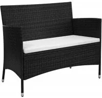 Panchina da Giardino con Cuscino in Polyrattan Nero 318498