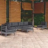 Set Divani da Giardino 7 pz con Cuscini Legno Massello di Pino 3096204