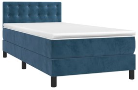 Giroletto a molle con materasso blu scuro 90x200 cm in velluto