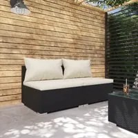 Set Divani da Giardino 2 pz con Cuscini in Polyrattan Nero 3101391