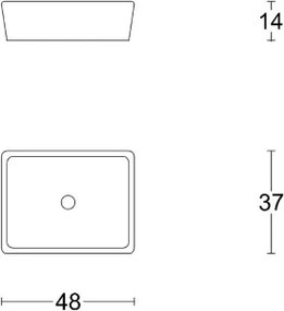 Lavabo rettangolare da appoggio 48x37 cm in ceramica bianco lucido