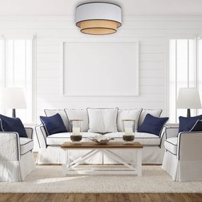 Duolla - Plafoniera BOHO 1xE27/15W/230V diametro 45 cm bianco/rattan