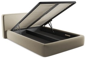 Letto matrimoniale imbottito beige con contenitore con griglia 140x200 cm Kiana - Makamii
