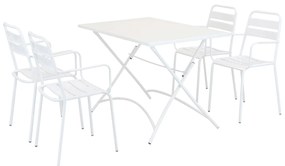 ROMANUS - set tavolo in metallo cm 110 x 70 x 72 h con 4 poltrone Romanus