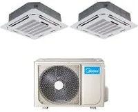 Climatizzatore Condizionatore a Cassetta a 4 vie Dual Split Inverter Midea 12+12 con M20-18FN8-Q R-32 Wi-Fi Optional 12000+12000