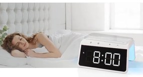 Nedis WCACQ30WT - Orologio a sveglia con display LCD e senza fili caricatore 15W/5V bianco