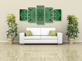 Quadri 5 pezzi – Mandala etnica delicata in verde
