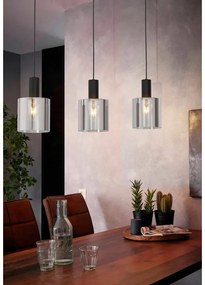 Lampadario Moderno Gorosiba nero paralume nero e trasparente 3x E27 EGLO