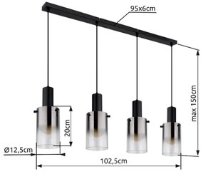 Globo 15907-4H - Lampadario a sospensione con filo FLORENTINA 4xE27/40W/230V nero