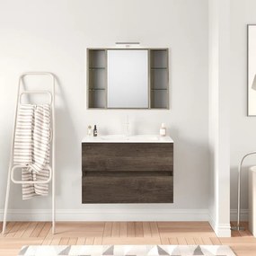 Specchio contenitore Kora olmo rousseau in vetro, 1 anta apertura da destra P 16 x L 74 x H 75 cm