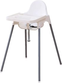 Seggiolone Pappa Easy 91x65x57 cm con Vassoio e Cinture di Sicurezza Bianco...