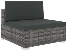 Seduta Centrale Modulare 1 pz con Cuscini in Polyrattan Grigio