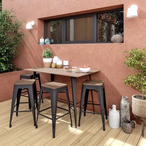 Sgabello da giardino in acciaio antracite Soho, seduta in legno