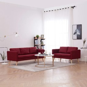 Set Divani 2 Pz İn Tessuto Rosso Vino /
