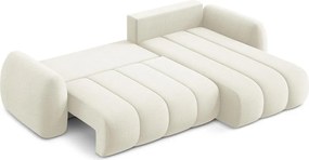 Divano angolare beige allungabile/con contenitore (con penisola a destra/con chaise lounge) con rivestimento in bouclé Pele – Makamii