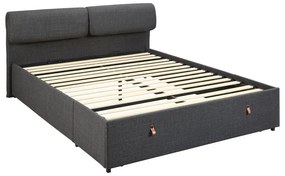 Letto matrimoniale imbottito grigio scuro con contenitore con rete inclusa 160x200 cm Calvi – Actona