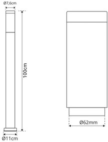 Paletto da Giardino 100cm CORTEN IK06 IP54 base E27