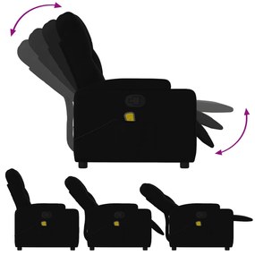 Poltrona massaggiante reclinabile nera in tessuto
