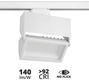 Faro LED 44W Rettangolare per Binario Trifase, 100°, Bianco con driver Philips No Flickering CRI92 Colore  Bianco Naturale 4.000K