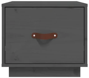 Comodini 2 pz grigi 40x34x35 cm in legno massello di pino