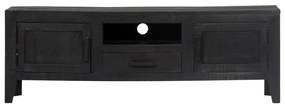 Mobile porta tv nero 118x30x40 cm in legno massello di mango