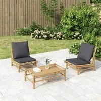 Sedie da Giardino 2 pz con Cuscini Grigio Scuro in Bamb 363459