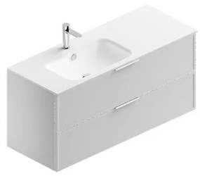 Mobile sottolavabo e lavabo Quadra per vasca centrale bianco in mdf L 120 x H 57 x P 46 cm 2 cassetti