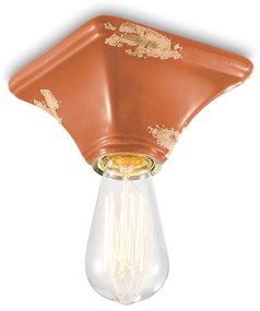 Plafoniera Vintage Quadrata Piccola Ceramica Arancio 1 Luce E27