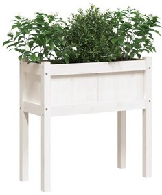 Fioriere da Giardino 2 pz con Gambe Bianche Legno Massello Pino