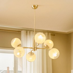 Lucea Lampadario Santon, ottone anticato/bianco, a 6 luci