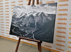 Quadro su tela – Panorama montano magnifico in bianco e nero