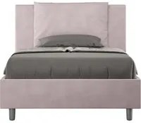 Letto imbottito 1 piazza e mezza 120x190 cm Antea - Senza rete,Glicine,Microfibra