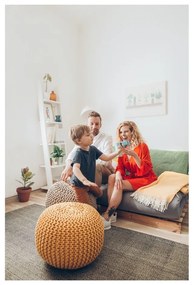 Poggiapiedi marrone chiaro con rivestimento in lavorato a maglia Jagger – Bonami Essentials