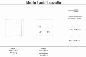 KIRA - mobiletto portaoggetti ad due ante ed un cassetto