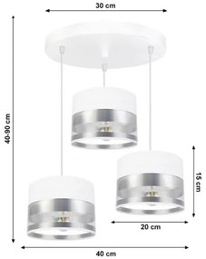 Lampadario su filo MILO 3xE27/60W/230V argento